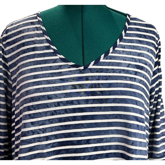 New Directions Woman Tie Dye 3/4 Sleeves Asymmetrical Tunic Plus Size 3X V-Neck - Picture 3 of 15